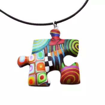 Les Trsors De Lily [R6498] - Колье ручной работы Columbine & Arlequin многоцветный синий - 40x35 мм (головоломка)