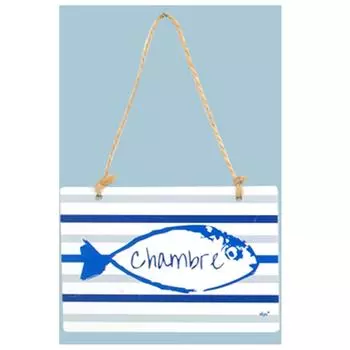 Les Trsors De Lily [R6517] - Табличка на дверь металлическая Рыба сине-белая (комната) - 12x9см