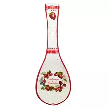 Les Trsors De Lily [R6522] - Подставка для ложки керамическая Красные фрукты и деликатесы красно-белая - 235x80 мм