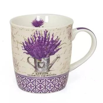 Les Trsors De Lily [R6527] - Кружка фарфоровая Лаванда фиолетово-бежевая - 95x85 мм (32 кл)
