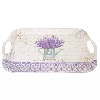Les Trsors De Lily [R6568] - Большой меламиновый поднос Lavender пурпурно-бежевый - 41x28 см