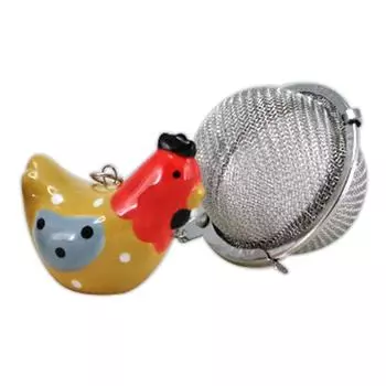 Les Trsors De Lily [R6575] - Керамический заварник для чая Hens желто-серо-красный - 45x40x30 мм