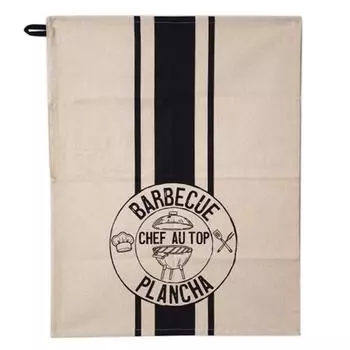 Les Trsors De Lily [R6604] - Хлопковое кухонное полотенце Barbecue Plancha бежево-черный (босс наверху) - 60x45см