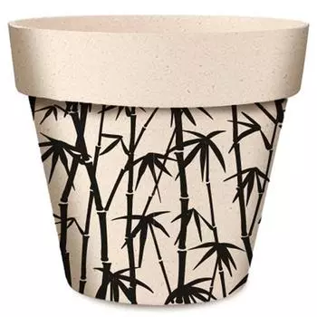 Les Trsors De Lily [R6632] - Горшок из бамбука Bambou черно-бежевый - 17x15 см
