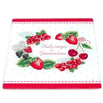 Les Trsors De Lily [R6775] - Подставка стеклянная Красные фрукты и деликатесы красно-белая - 20x20 см