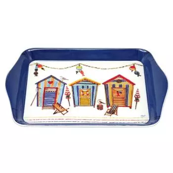 Les Trsors De Lily [R6783] - Маленький меламиновый поднос Beach Cabins многоцветный синий - 21x14 см