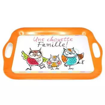 Les Trsors De Lily [R6786] - Большой разноцветный меламиновый поднос Owls оранжевого цвета. (Хорошая Семья! ) - 41x28см