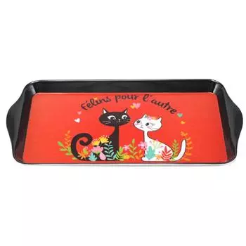 Les Trsors De Lily [R6789] - Лоток для торта из меламина Cats красно-черный - 30x15 см (Кошки друг для друга)
