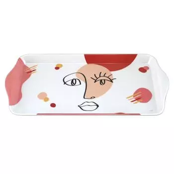 Les Trsors De Lily [R6793] - Лоток для торта Arty меламиновый розовый белый (лицо) - 30. 5x15см