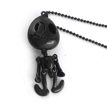 Les Trsors De Lily [R6998] - Длинное колье в стиле барокко Tte de Mort черное - 70 см - 65x25 мм