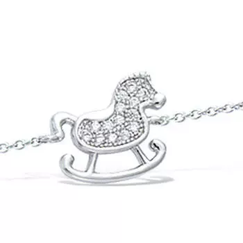 Les Trsors De Lily [R7120] - Bracelet Argent Cheval Bascule blanc argent (rhodi) - 12x10 mm