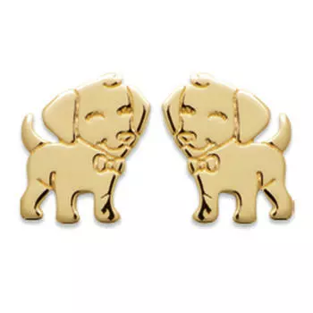 Les Trsors De Lily [R7459] - Позолоченные серьги Собаки золотистый - 10x9 мм