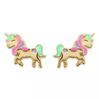 Les Trsors De Lily [R7460] - Позолоченные золотые многоцветные серьги Unicorn My Unicorn - 10 мм