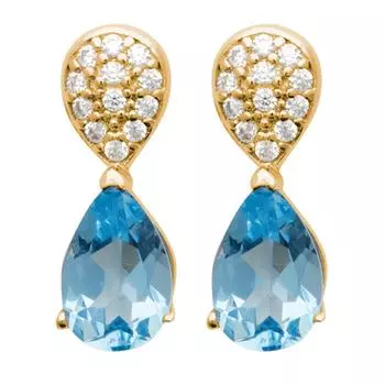 Les Trsors De Lily [R7471] - Позолоченные серьги «Sissi», аквамарин, золото - 12x5 мм