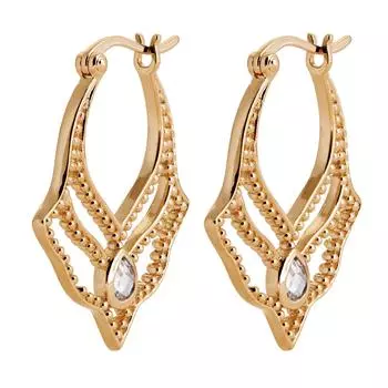 Les Trsors De Lily [R7478] - Позолоченные серьги-кольца Cleapatra из белого золота - 25x20 мм, 10 мм