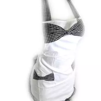 Les Trsors De Lily [R7692] - Дизайнерский фартук Hostess черно-белый - 70x68 см