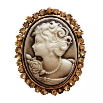 Les Trsors De Lily [R8177] - Брошь дизайнерская Divine Cameo коричневая - 45x40 мм