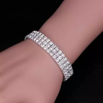 Les Trsors De Lily [R8205] - Белый эластичный браслет Sissi со стразами - 10 мм