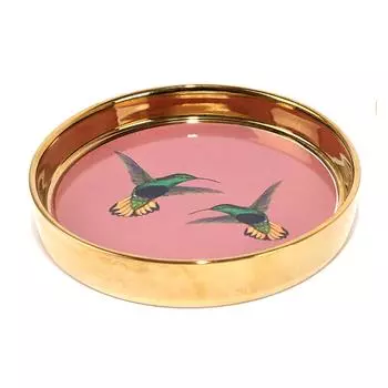 Les Trsors De Lily [R8292] - Карманное пустое керамическое блюдо Колибри из розового золота - 13 см