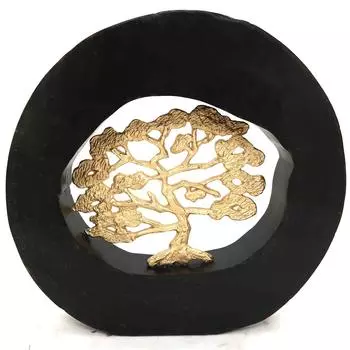 Les Trsors De Lily [R8336] - Деревянная металлическая статуэтка Древо жизни черное золото - 34x33x6 см