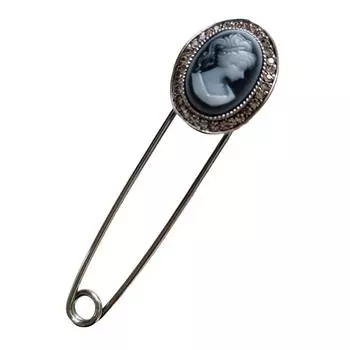 Les Trsors De Lily [R8501] - Дизайнерская брошь Divine Cameo серая - 7 см - 25x20 мм