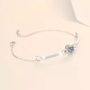 LESF 1 карат муассан с бриллиантами женский браслет из стерлингового серебра 925 пробы круглый браслет белый драгоценный камень популярные ювелирные изделия