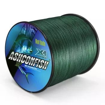 Леска Ashconfish PE 4 1000 м, сверхпрочная, высокочувствительная, износостойкая, с низким удлинением, леска, цвет утиный зеленый