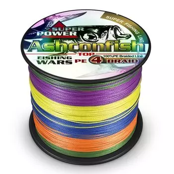 Леска Ashconfish PE Line X4 1000 м 4 шт. Супер прочная высокочувствительная износостойкая леска с низким удлинением многоцветная леска
