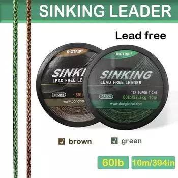 Леска для ловли карпа 10 м/60 фунтов, бессвинцовый поводок, 16X, суперплотное волокно ПТФЭ для карповой оснастки, оснастки Chod Helicopter, грубая леска для ловли карпа