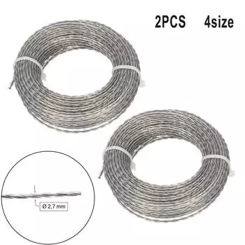 Леска для триммера Детали инструментов Усиленная сердечником леска для триммера 15mx2mmx 2pcs
