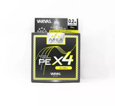 Леска Varivas PE Super Trout Area PE X4 желтая 75м PE 0.2 Max6.5lb (8003) жёлтый