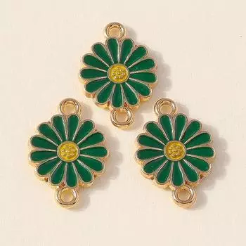 Лесли 10 шт. Красочные подвески в виде цветка ромашки с двумя отверстиями для изготовления ювелирных изделий, браслета, ожерелья, брелока своими руками, кулона