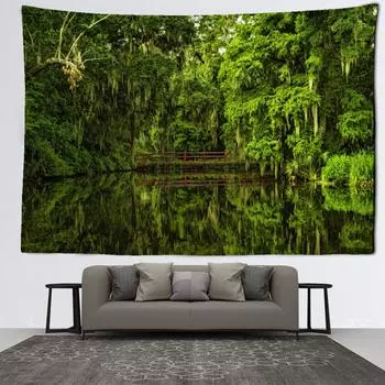 Лесная доска, тропинка, пейзаж, гобелен, настенное искусство, абстрактное, загадочное, богемное, хиппи, эстетика, домашний декор для комнаты 95x70CM