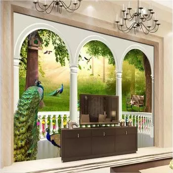 Лесная фреска Павлинье гнездо птицы Обои Дворцовый сад 3d Обои Гостиная Спальня Обои Домашнее украшение 200 cm(W) x 140 cm(H)