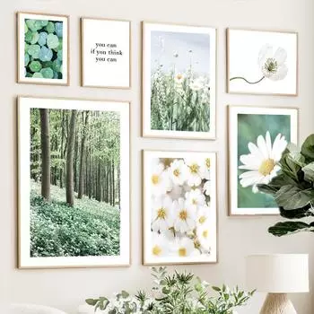 Лесная ромашка Полевой цветок Цветочные цитаты Плакаты Печать Холст Картина Скандинавское настенное искусство Картины для гостиной Домашний декор 21X30cm No Frame