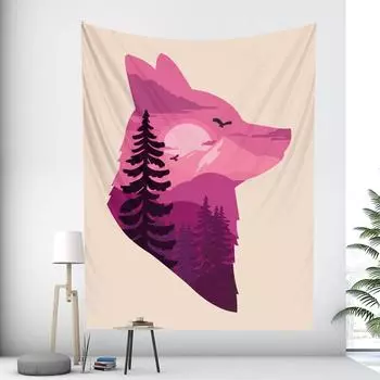 Лесное животное Иллюстрация Гобелен Хиппи Бохо Арт-деко Настенный Гобелен Пляжное Полотенце Спальня Комната Эстетика Домашний Декор 100X75CM