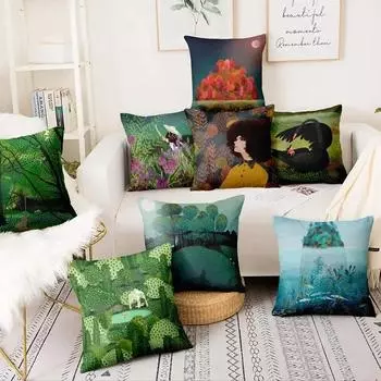 Лесной Арт Живопись Наволочка Автомобильные Украшения Офис Гостиная Дом Наволочка 40x40cm