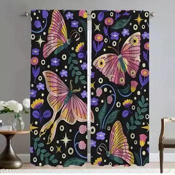 Лесной домашний интерьер Шторы для камеры Гостиная Шторы Тюль для спальни Украшения на Хэллоуин Шторы 2 шт. W50xH70cmx2pcs-CL