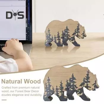 Лесной медведь, деревянное украшение, деревенский дом, 3D животное, домашний офис, гостиная, рабочий стол, украшение дикой природы, подарок на день рождения, Рождественский подарок коричневый