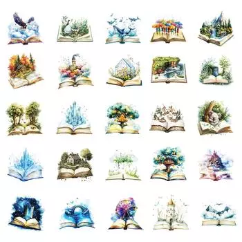 Лесной мир в 50 книгах Наклейки Ноутбук Багаж Ежедневник Граффити Украшение Водонепроницаемый