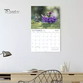 Лесной настенный календарь 2025 года для домашнего офиса Лесные животные Календарь 12-месячный Лесной фольклорный художественный календарь Подарок для любителей животных 1pc