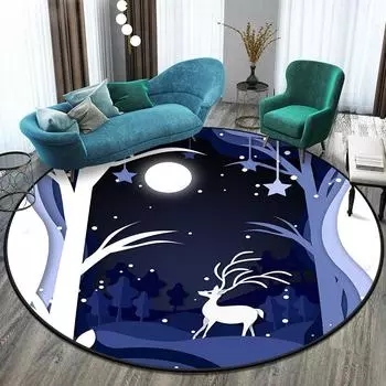 Лесной палевый круглый коврик Коврик для гостиной Коврик в подарок Коврик для туалета Маленький ковер Аниме Коврик Детская комната Декоративный дверной коврик 40cm