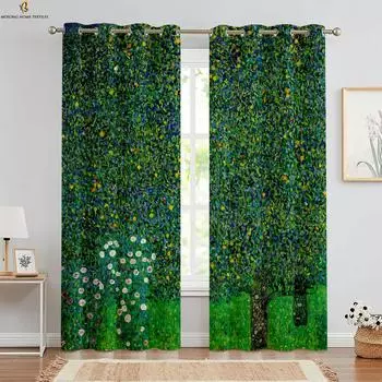 Лесной пейзаж с лодкой, 3D-печатные шторы, черные шелковые затемняющие шторы для спальни, гостиной, спальни, декоративные шторы, 2 шт. W50xH130(CM)x2PCS&Grommet Top