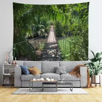 Лесной подвесной мост тропический лес приключения богемное украшение гобелен для комнаты украшение спальни фон гобелен 100x75cm