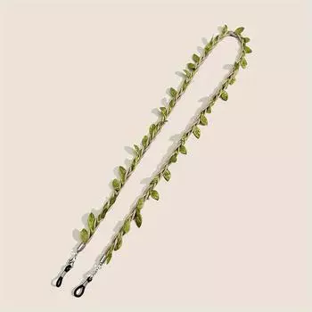 Лесной стиль веревка очки цепочка полиэстер плетеные зеленые листья анти выпадение очки и маска цепочка очки аксессуары