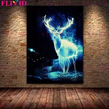 Лесной страж, винтажная настенная живопись маслом, волшебный лось, загадочные существа, художественный постер 21cm30cm NoFrame