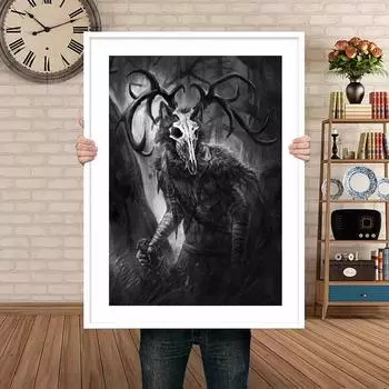 Лесной террор под лунным светом, постер, художественная настенная живопись, абстрактная картина на холсте, скандинавская картина для гостиной, домашний декор, картина Вендиго без рамки 21*30cm