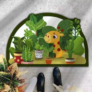 Лесной зеленый полукруглый коврик для пола для дома, мягкий коврик для ног из диатомовой грязи для дома, нескользящий, не моющийся, впитывающий входной коврик 47*70