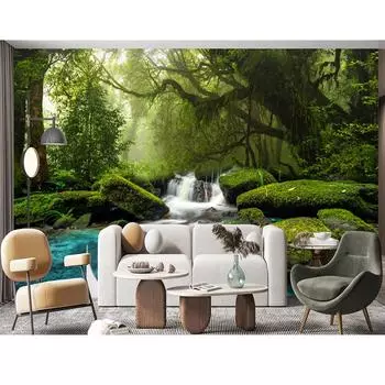Лесные обои фреска ручей пейзаж настенная 3d фотообои для детей спальня гостиная украшение дома постер 200 cm(W) x 140 cm(H)