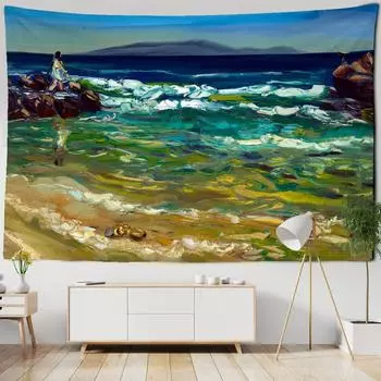 Лесные растения пейзаж настенный пляжный замок гобелен богемный гобелен пляжное полотенце спальня эстетический декор домашний декор 100X75CM